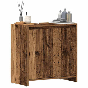 Armario para lavabo de baño madera ingeniería envejecida D