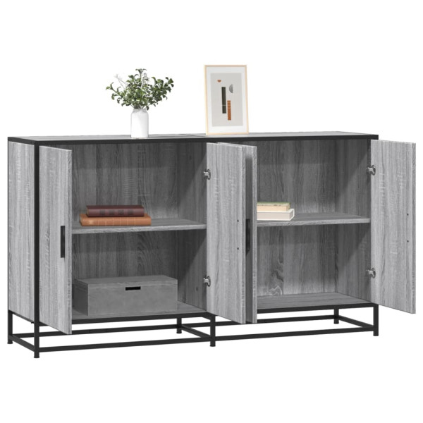 Aparador madera de ingeniería gris Sonoma 134x35x76 cm D
