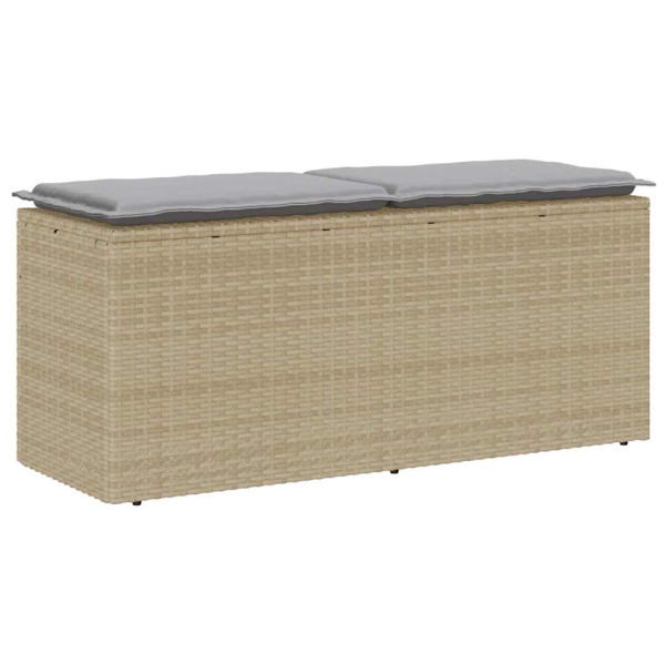 Banco de jardín con cojín ratán sintético beige 110x40x44 cm Banco de jardín con cojín ratán sintético beige 110x40x44 cm D