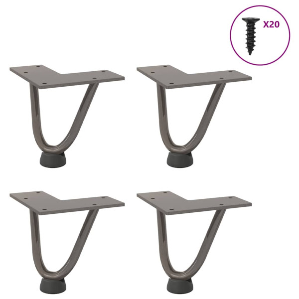Patas mesa tipo horquilla 4uds acero macizo acero natural 10cm Patas mesa tipo horquilla 4uds acero macizo acero natural 10cm D