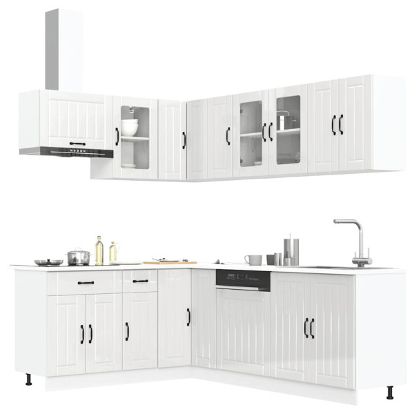 Mueble cocina Lucca blanco brillo 11 pzas madera contrachapada Mueble cocina Lucca blanco brillo 11 pzas madera contrachapada D