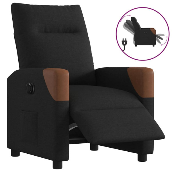 Sillón reclinable eléctrico de tela negro Sillón reclinable eléctrico de tela negro D