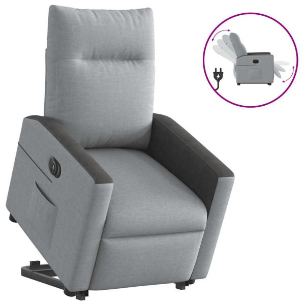 Sillón eléctrico reclinable elevable de tela gris claro D
