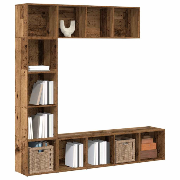 Estantería para libros 3 uds madera vieja madera de ingeniería Estantería para libros 3 uds madera vieja madera de ingeniería D