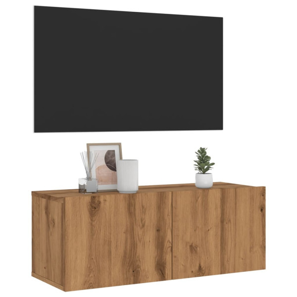 Mueble TV de pared madera ingeniería roble artisan 80x30x30 cm Mueble TV de pared madera ingeniería roble artisan 80x30x30 cm D