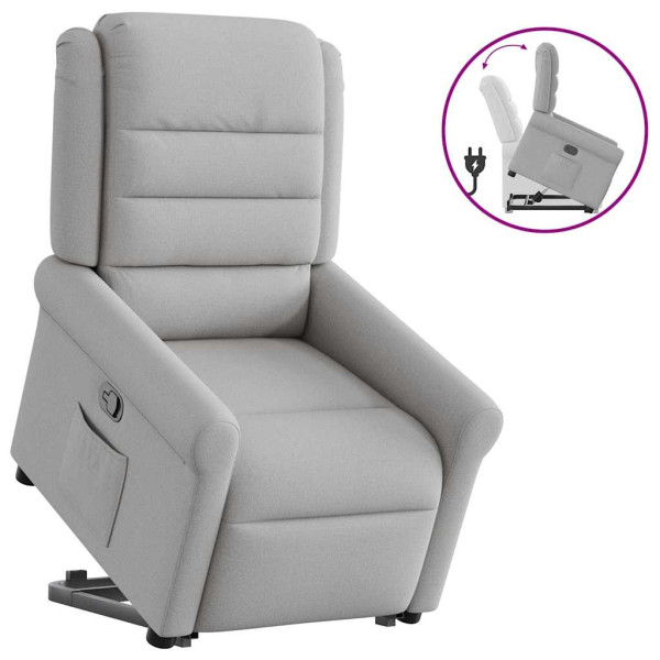 Sillón reclinable elevable de tela gris nube D