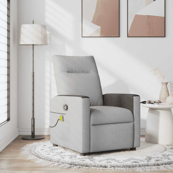 Sillón de masaje reclinable de tela gris nube Sillón de masaje reclinable de tela gris nube D