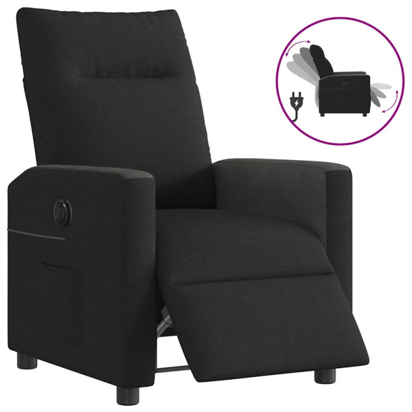 Sillón reclinable eléctrico de tela negro Sillón reclinable eléctrico de tela negro D