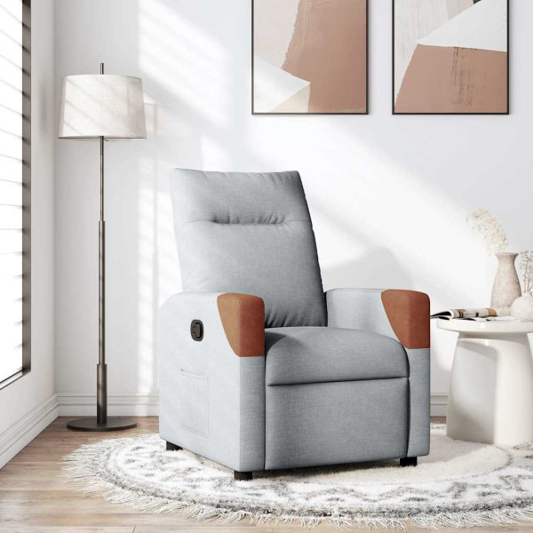 Sillón reclinable de tela gris claro Sillón reclinable de tela gris claro D