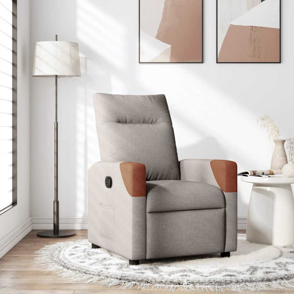 Sillón reclinable de tela gris taupe Sillón reclinable de tela gris taupe D