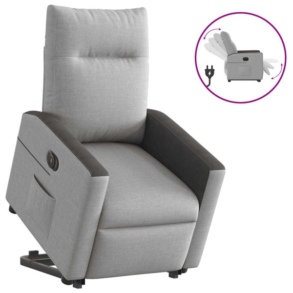 Sillón eléctrico reclinable elevable de tela gris nube D
