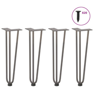 Patas mesa tipo horquilla 4 uds acero macizo acero natural 42cm D