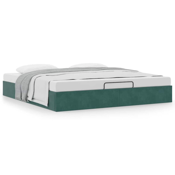 Estructura de cama otomana sin colchón verde oscuro 200x200 cm Estructura de cama otomana sin colchón verde oscuro 200x200 cm D