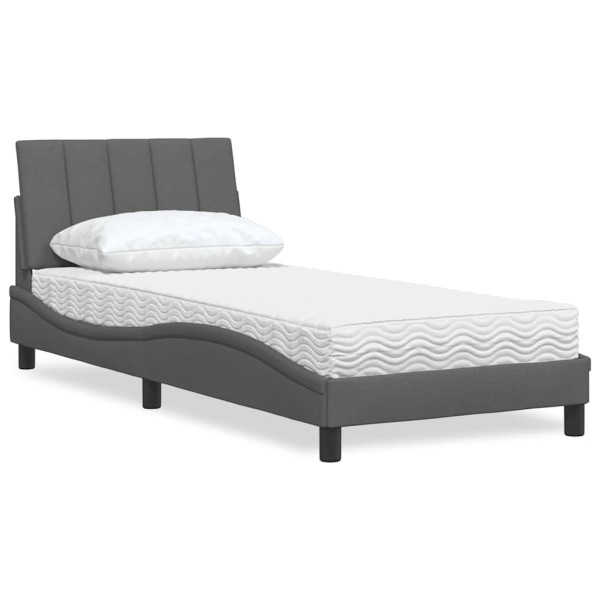 Cama con colchón tela gris oscuro 90x200 cm Cama con colchón tela gris oscuro 90x200 cm D