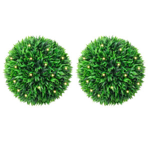 Bolas de boj artificial con luces LED 2 unidades 47 cm D