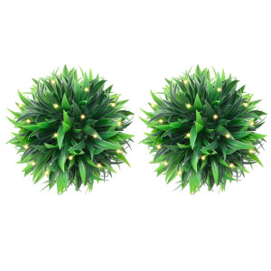 Bolas de boj artificial con luces LED 4 unidades 15 cm D