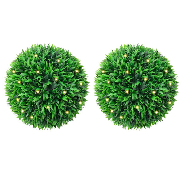 Bolas de boj artificial con luces LED 2 unidades 38 cm D