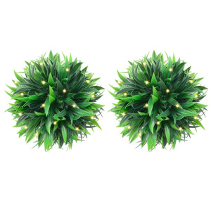 Bolas de boj artificial con luces LED 2 unidades 20 cm D