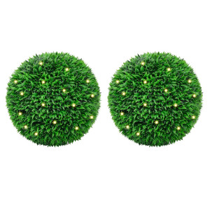 Bolas de boj artificial con luces LED 2 unidades 55 cm D