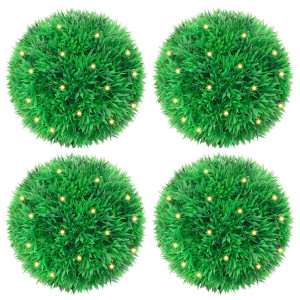 Bolas de boj artificial con luces LED 4 unidades 12 cm D
