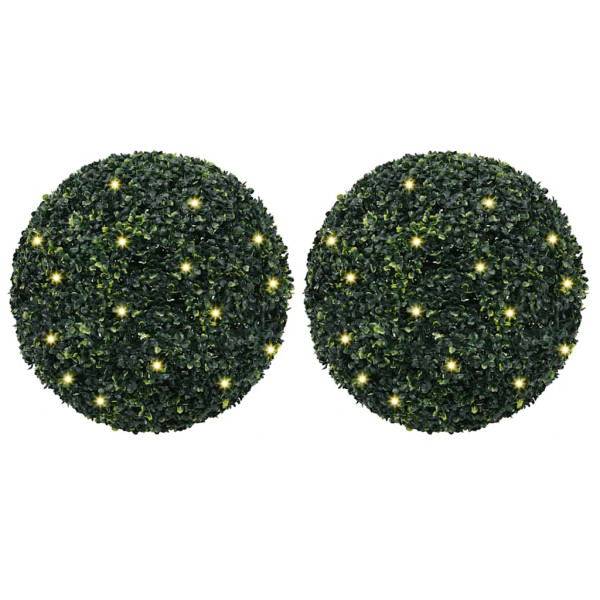 Bolas de boj artificial con luces LED 2 unidades 52 cm D