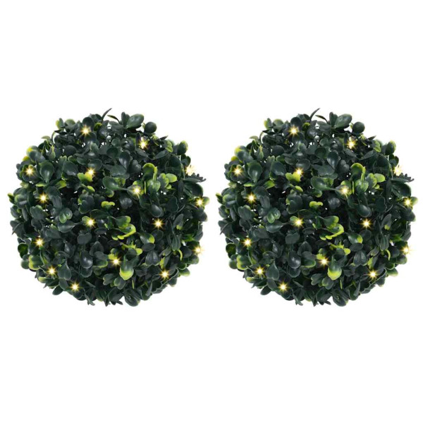 Bolas de boj artificial con luces LED 2 unidades 22 cm D