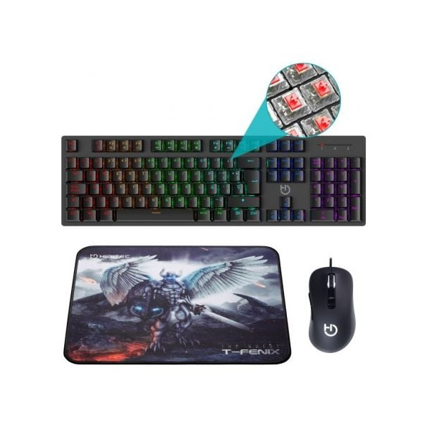 Pack gaming hiditec pac010026/ teclado mecánico+ ratón + alfombrilla D