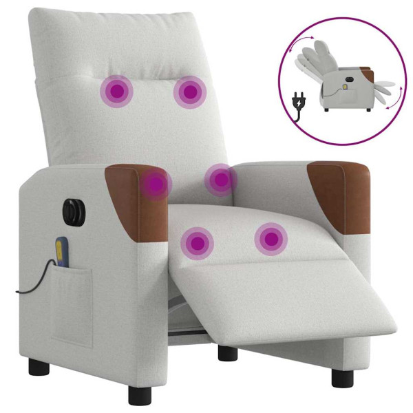 Sillón reclinable de masaje eléctrico tela gris nube D