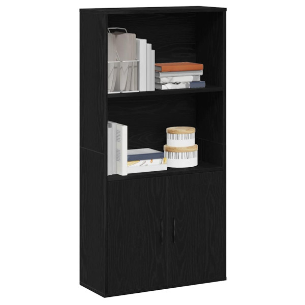 Estantería de madera de ingeniería roble negro 60x24x120 cm D