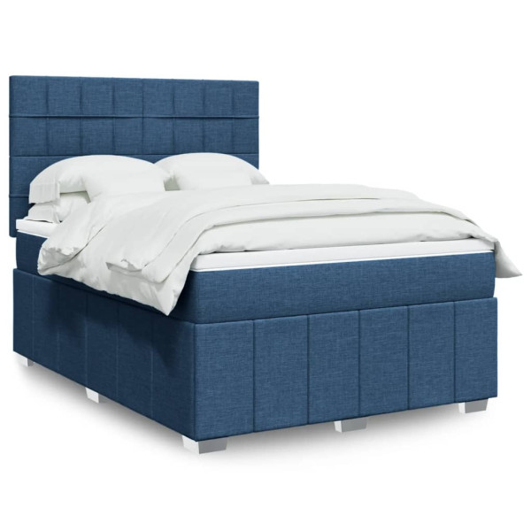 Cama box spring con colchón tela azul 160x200 cm Cama box spring con colchón tela azul 160x200 cm D