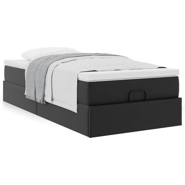 Estructura cama otomana colchón cuero sintético negra 90x190 cm Estructura cama otomana colchón cuero sintético negra 90x190 cm D