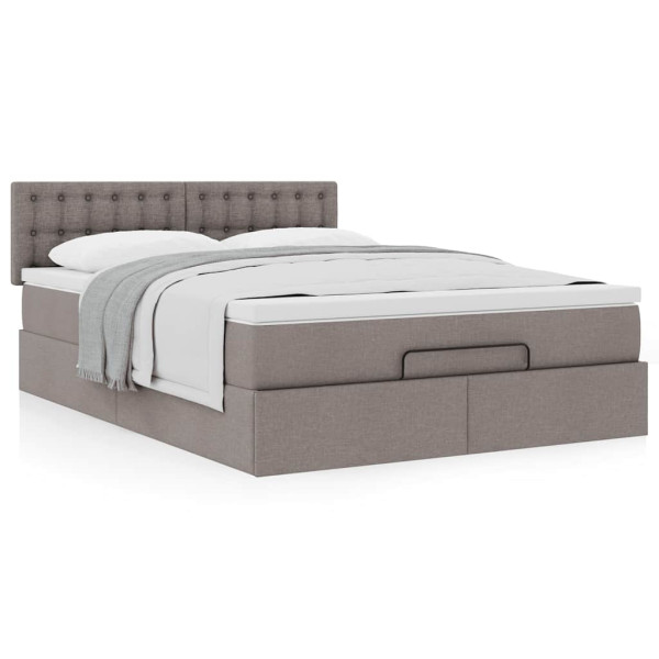 Estructura de cama otomana colchón tela gris pardo 140x200cm Estructura de cama otomana colchón tela gris pardo 140x200cm D