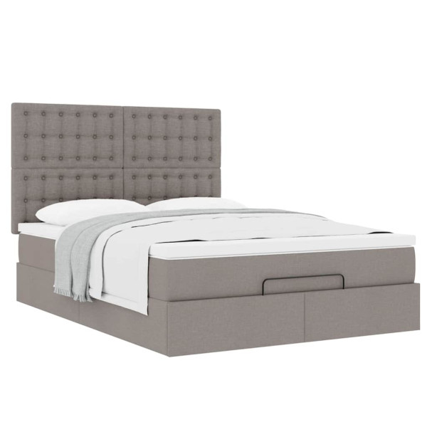 Estructura de cama otomana colchón tela gris pardo 140x200cm Estructura de cama otomana colchón tela gris pardo 140x200cm D
