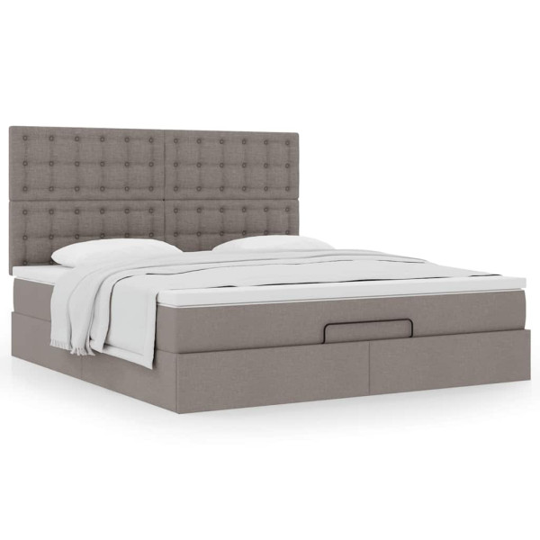 Estructura de cama otomana colchón tela gris pardo 160x200cm Estructura de cama otomana colchón tela gris pardo 160x200cm D