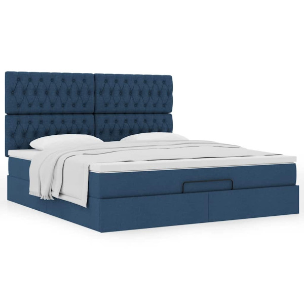 Estructura de cama otomana con colchón tela azul 160x200 cm Estructura de cama otomana con colchón tela azul 160x200 cm D