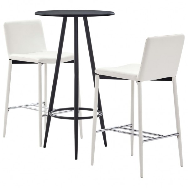 Set mesa alta y taburetes de bar 3 pzas cuero sintético blanco D