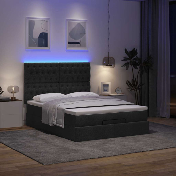 Estructura cama otomana colchón tela negro 140x200cm Estructura cama otomana colchón tela negro 140x200cm D