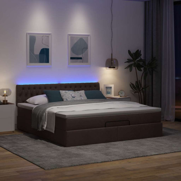 Estructura cama otomana colchón tela marrón oscuro 160x200 cm Estructura cama otomana colchón tela marrón oscuro 160x200 cm D