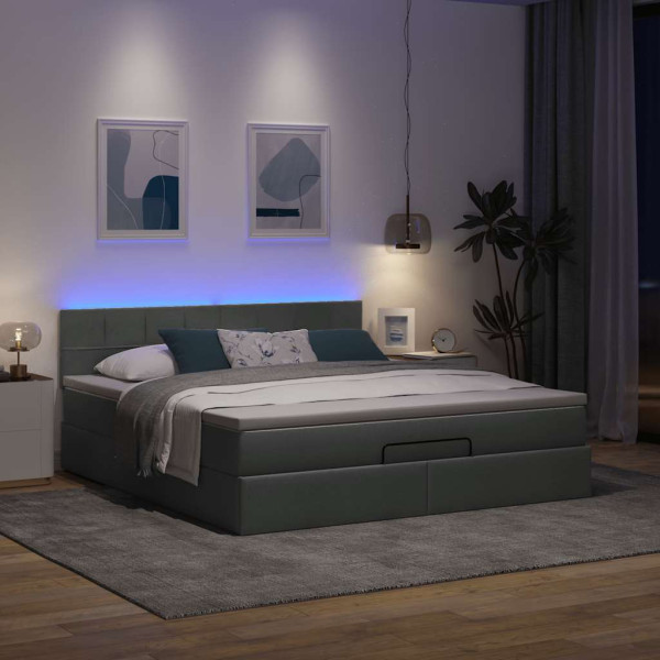 Estructura cama otomana colchón tela gris oscuro 160x200 cm Estructura cama otomana colchón tela gris oscuro 160x200 cm D
