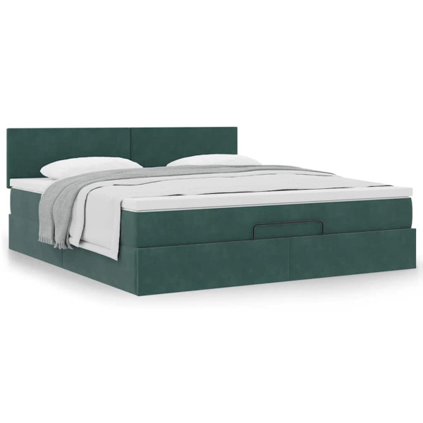 Estructura de cama otomana con colchón verde oscuro 160x200 cm Estructura de cama otomana con colchón verde oscuro 160x200 cm D