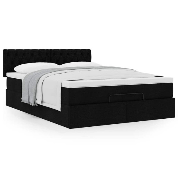 Estructura cama otomana colchón tela negro 140x200cm Estructura cama otomana colchón tela negro 140x200cm D