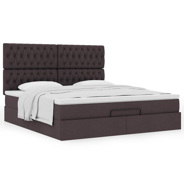 Estructura cama otomana colchón tela marrón oscuro 160x200 cm Estructura cama otomana colchón tela marrón oscuro 160x200 cm D