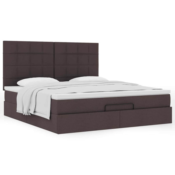 Estructura cama otomana colchón tela marrón oscuro 180x200cm Estructura cama otomana colchón tela marrón oscuro 180x200cm D