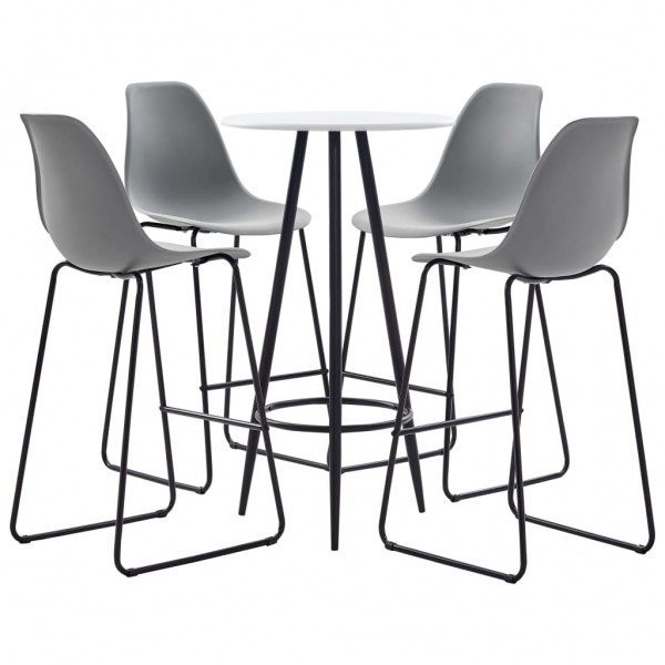 Juego de mesa alta y taburetes 5 piezas plástico gris D