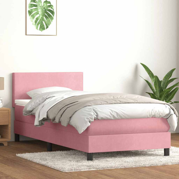 Cama box spring con colchón terciopelo rosa 80x220 cm Cama box spring con colchón terciopelo rosa 80x220 cm D