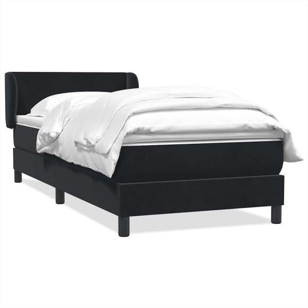 Cama box spring con colchón cuero sintético negro 80x220 cm Cama box spring con colchón cuero sintético negro 80x220 cm D