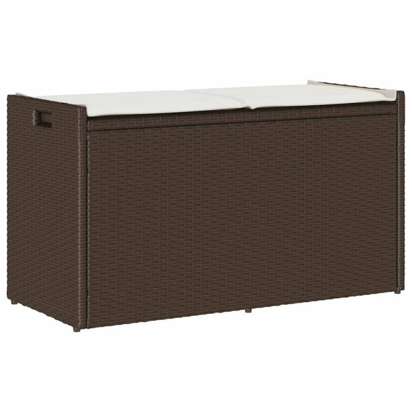 Banco de almacenaje con cojín marrón 100 cm ratán sintético Banco de almacenaje con cojín marrón 100 cm ratán sintético D