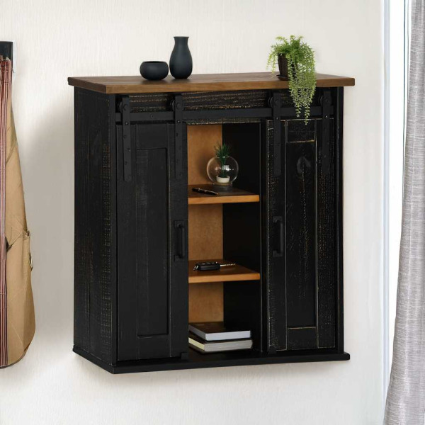 Armario colgante HALDEN 2 puerta correderas 75x22.5x70 cm negro D