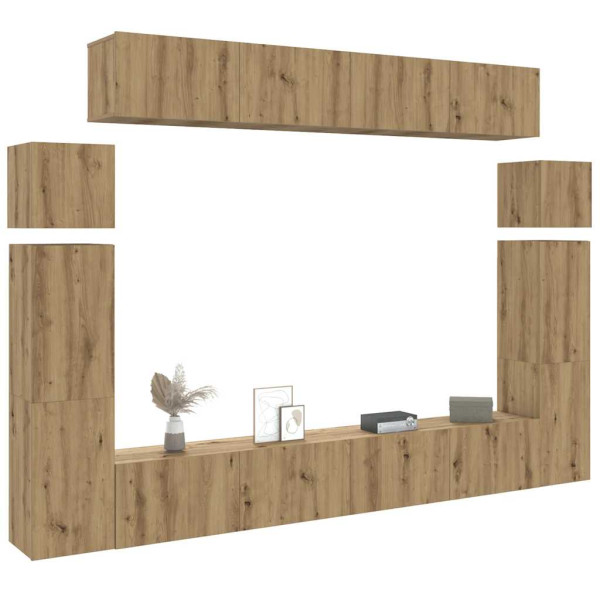 Mueble para TV de pared madera contrachapada artesanal 8 piezas Mueble para TV de pared madera contrachapada artesanal 8 piezas D