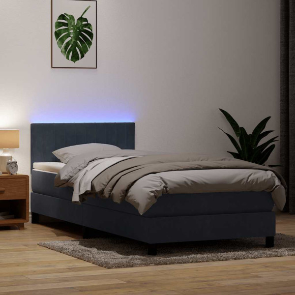 Cama box spring con colchón terciopelo gris oscuro 90x220 cm Cama box spring con colchón terciopelo gris oscuro 90x220 cm D